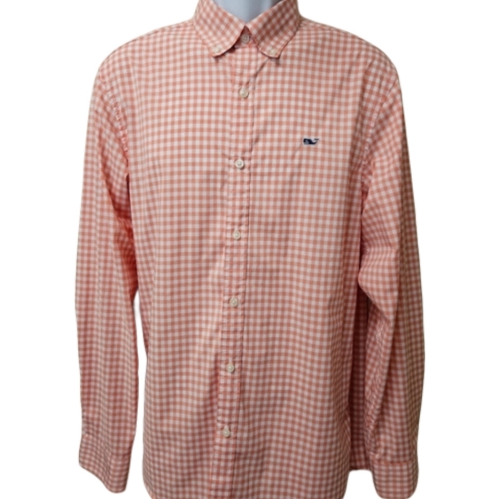 Vineyard Vines Mens Performance Clasic Fit  Nylon Gingham Shirt Size Medium